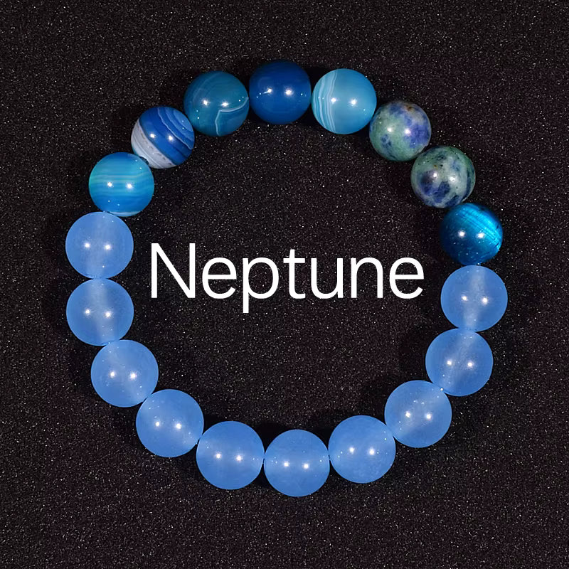 Natural Stone Beaded Bracelet Eight Planets Lava 7 Chakra Adjustable