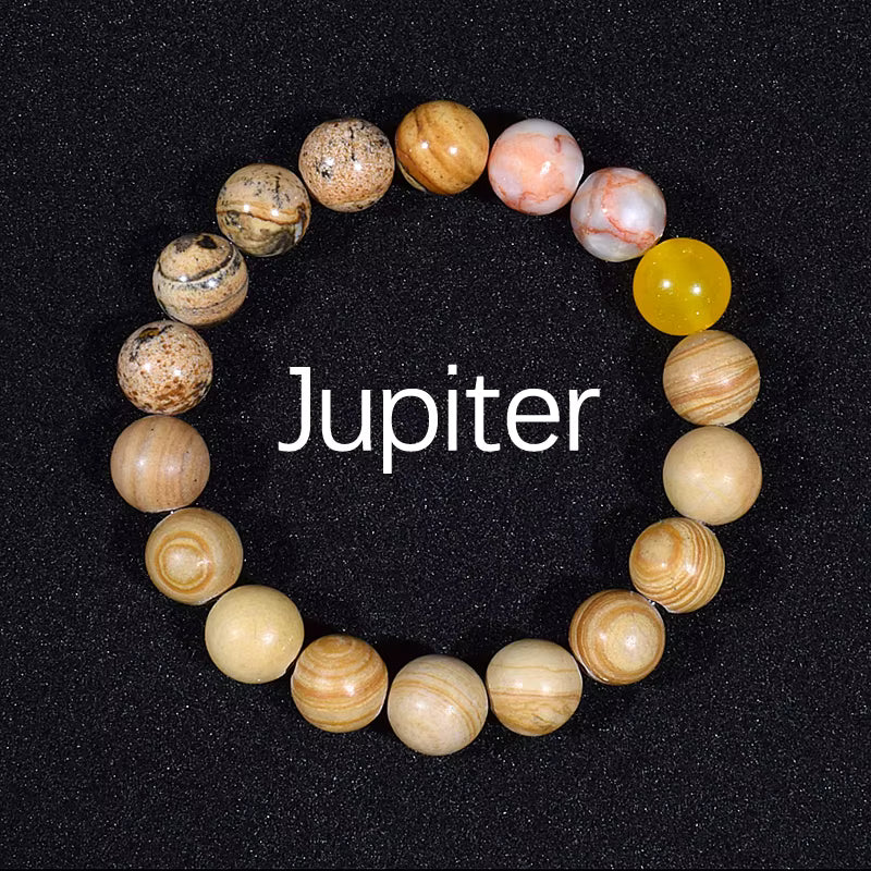 Natural Stone Beaded Bracelet Eight Planets Lava 7 Chakra Adjustable