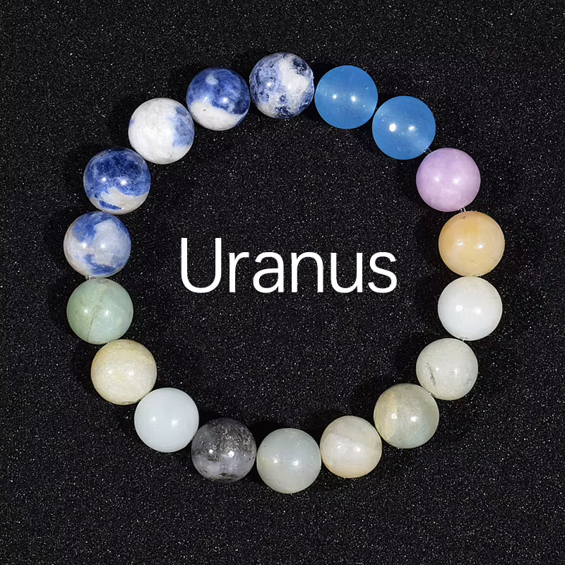 Natural Stone Beaded Bracelet Eight Planets Lava 7 Chakra Adjustable