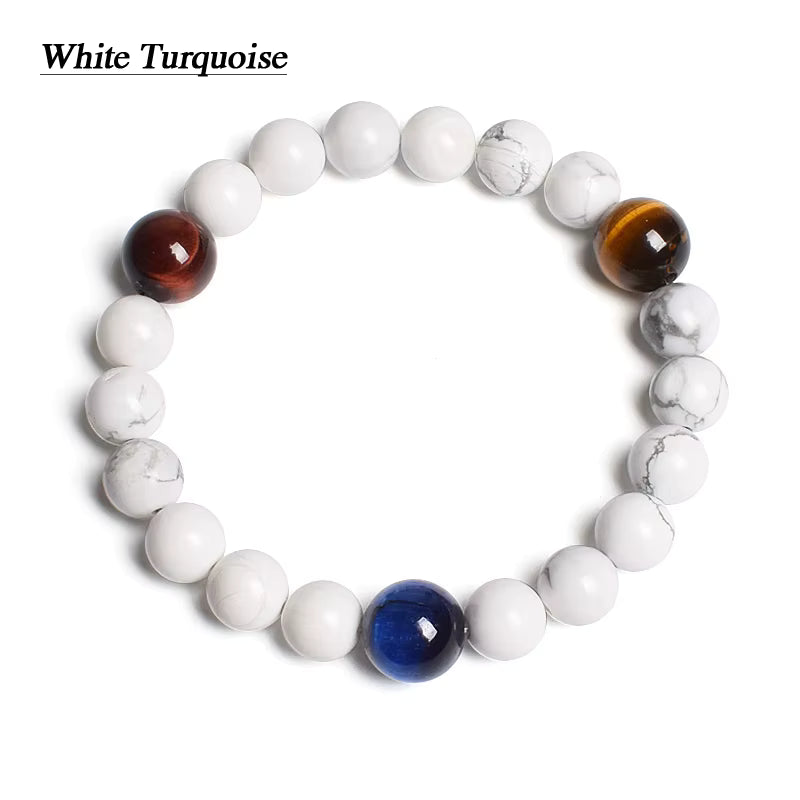 Natural Stone Beaded Bracelet Eight Planets Lava 7 Chakra Adjustable