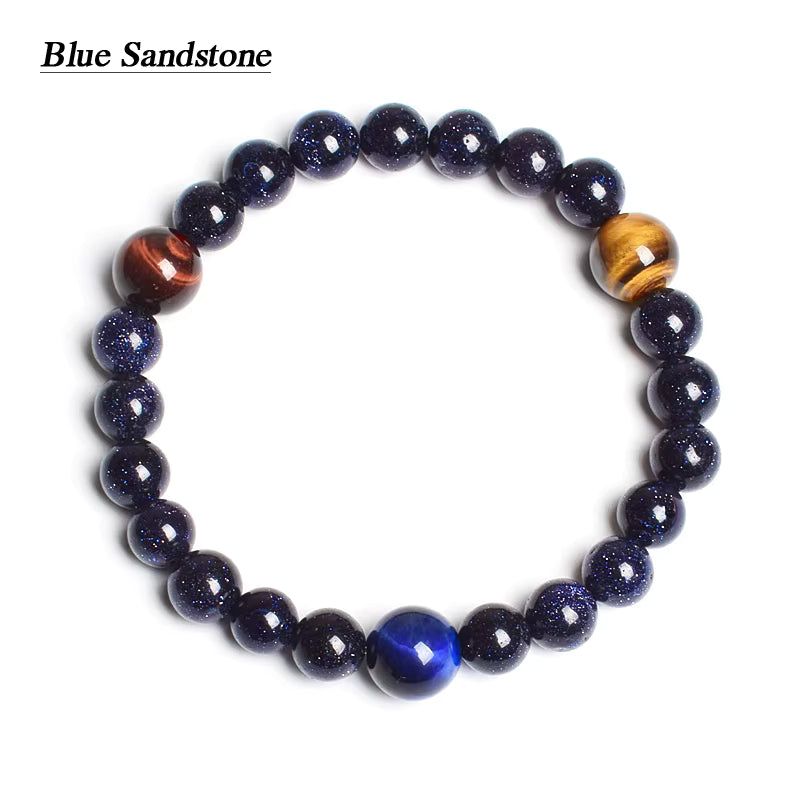 Natural Stone Beaded Bracelet Eight Planets Lava 7 Chakra Adjustable