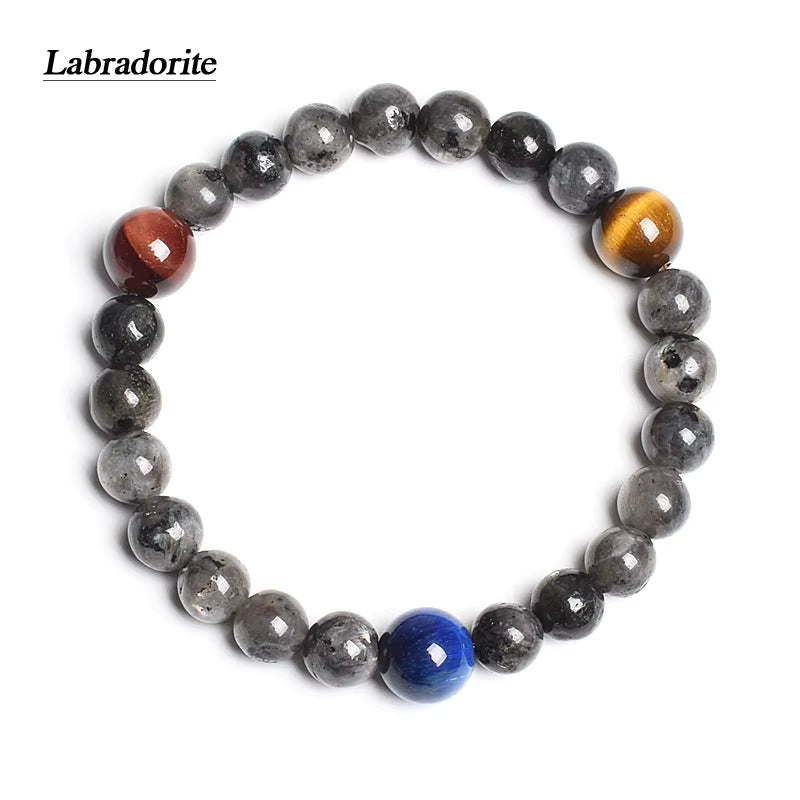 Natural Stone Beaded Bracelet Eight Planets Lava 7 Chakra Adjustable