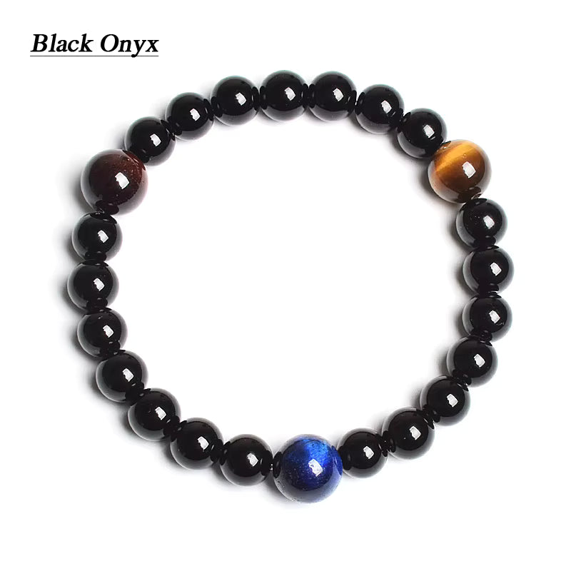 Natural Stone Beaded Bracelet Eight Planets Lava 7 Chakra Adjustable