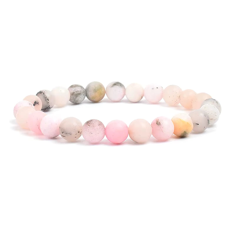 Natural Stone Beaded Bracelet Elastic Unisex Amethyst Quartz Jade Agate