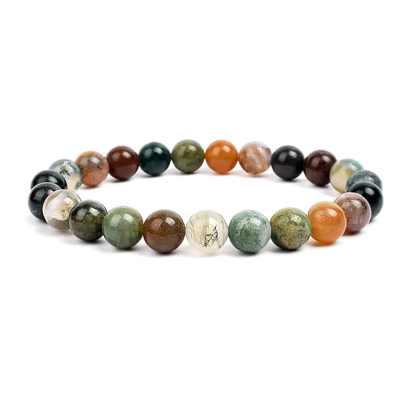 Natural Stone Beaded Bracelet Elastic Unisex Amethyst Quartz Jade Agate