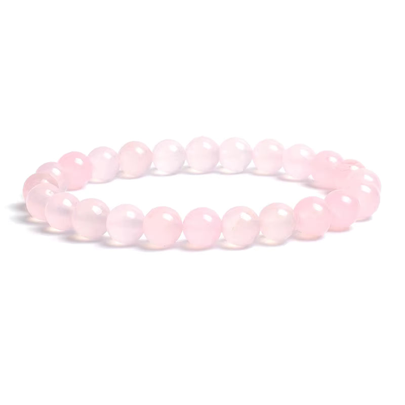 Natural Stone Beaded Bracelet Elastic Unisex Amethyst Quartz Jade Agate