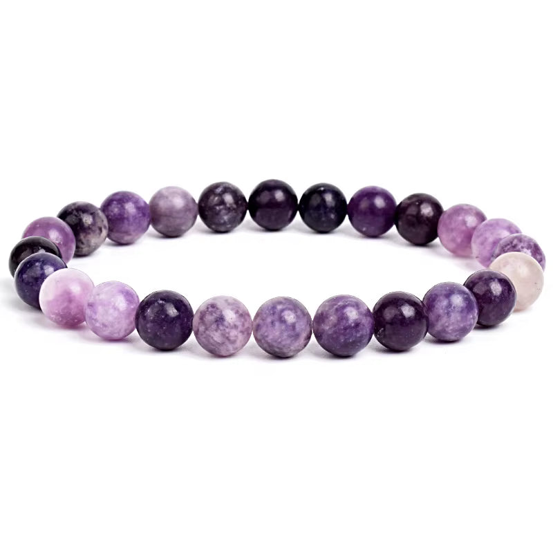 Natural Stone Beaded Bracelet Elastic Unisex Amethyst Quartz Jade Agate
