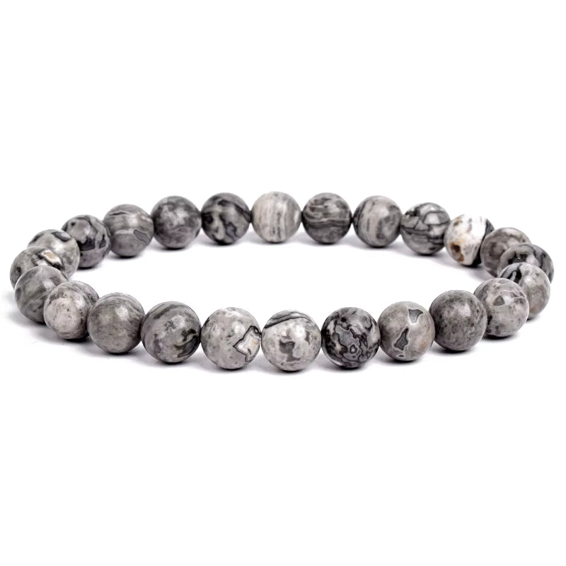 Natural Stone Beaded Bracelet Elastic Unisex Amethyst Quartz Jade Agate