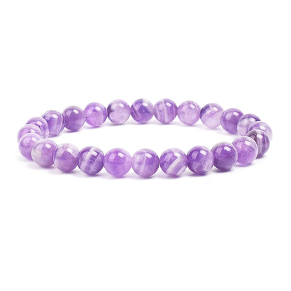 Natural Stone Beaded Bracelet Elastic Unisex Amethyst Quartz Jade Agate