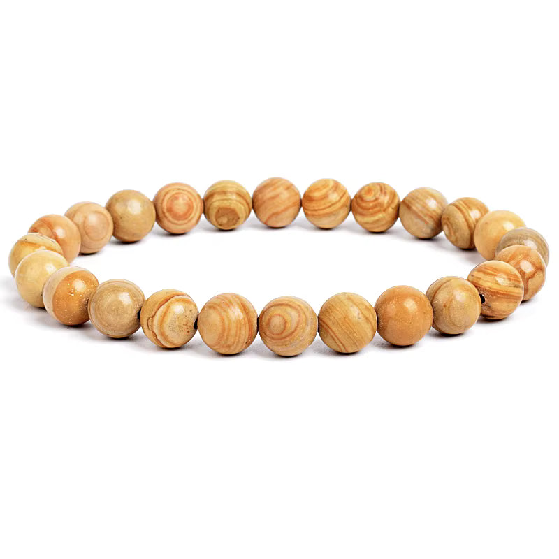 Natural Stone Beaded Bracelet Elastic Unisex Amethyst Quartz Jade Agate