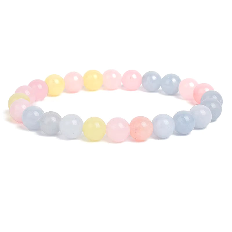 Natural Stone Beaded Bracelet Elastic Unisex Amethyst Quartz Jade Agate