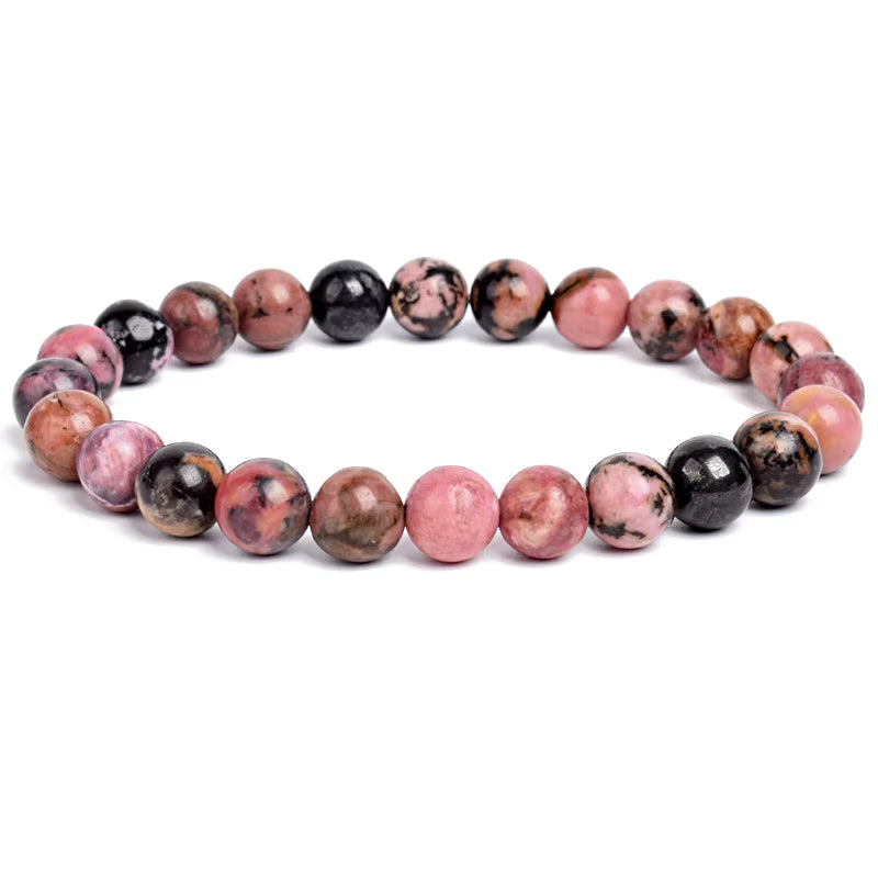 Natural Stone Beaded Bracelet Elastic Unisex Amethyst Quartz Jade Agate