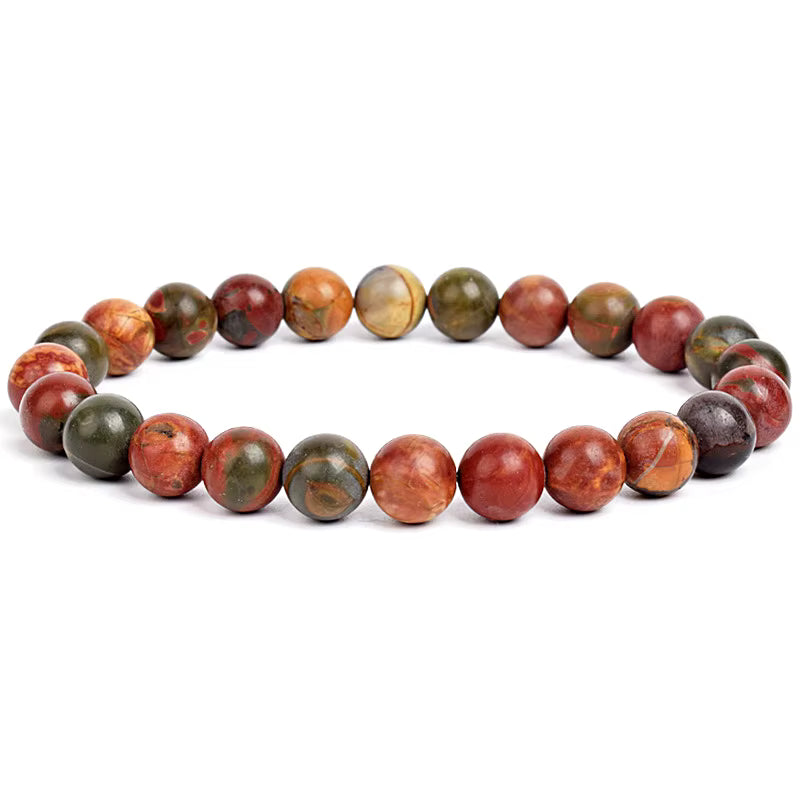 Natural Stone Beaded Bracelet Elastic Unisex Amethyst Quartz Jade Agate