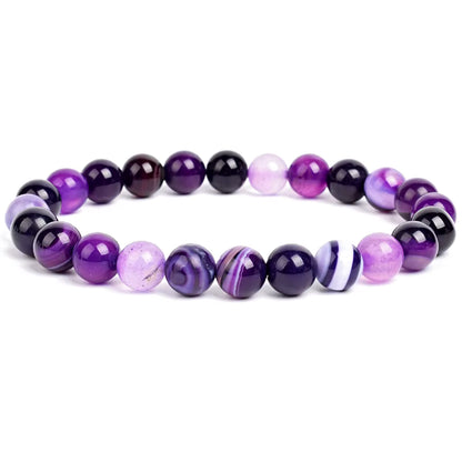 Natural Stone Beaded Bracelet Elastic Unisex Amethyst Quartz Jade Agate