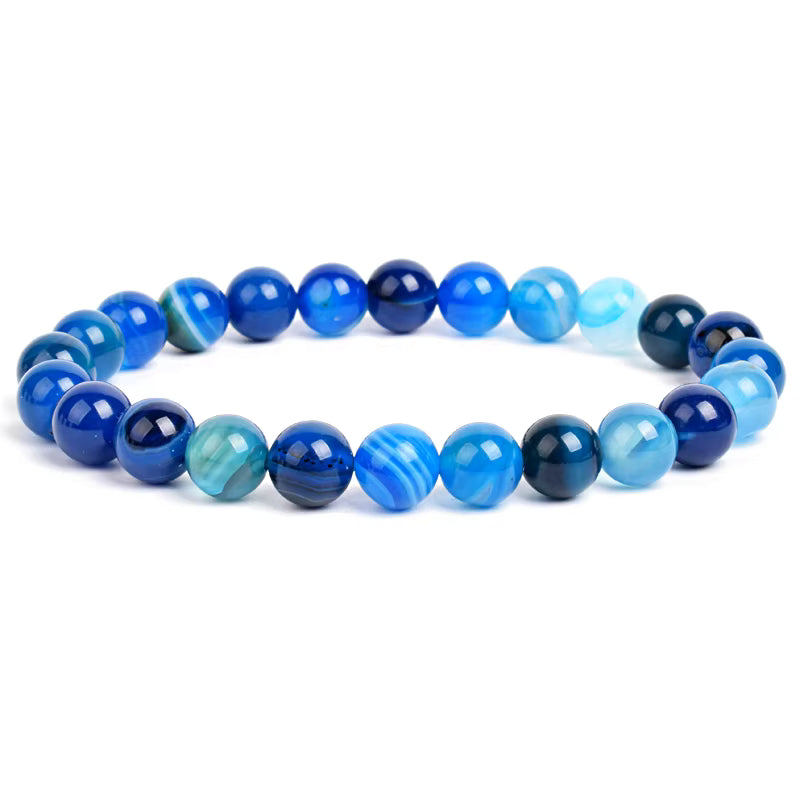 Natural Stone Beaded Bracelet Elastic Unisex Amethyst Quartz Jade Agate
