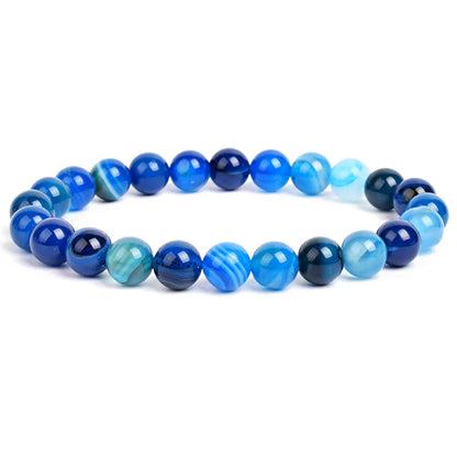 Natural Stone Beaded Bracelet Elastic Unisex Amethyst Quartz Jade Agate