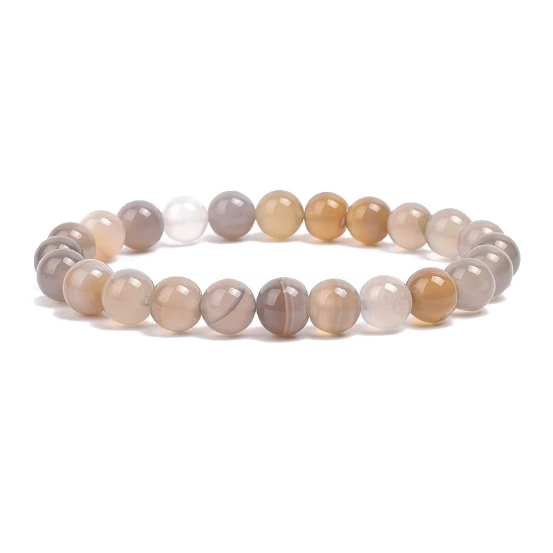 Natural Stone Beaded Bracelet Elastic Unisex Amethyst Quartz Jade Agate