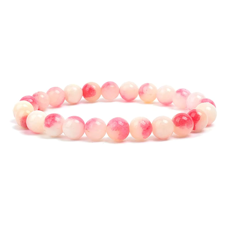 Natural Stone Beaded Bracelet Elastic Unisex Amethyst Quartz Jade Agate