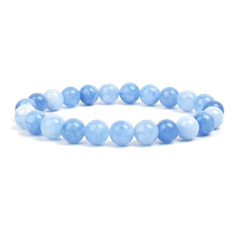 Natural Stone Beaded Bracelet Elastic Unisex Amethyst Quartz Jade Agate