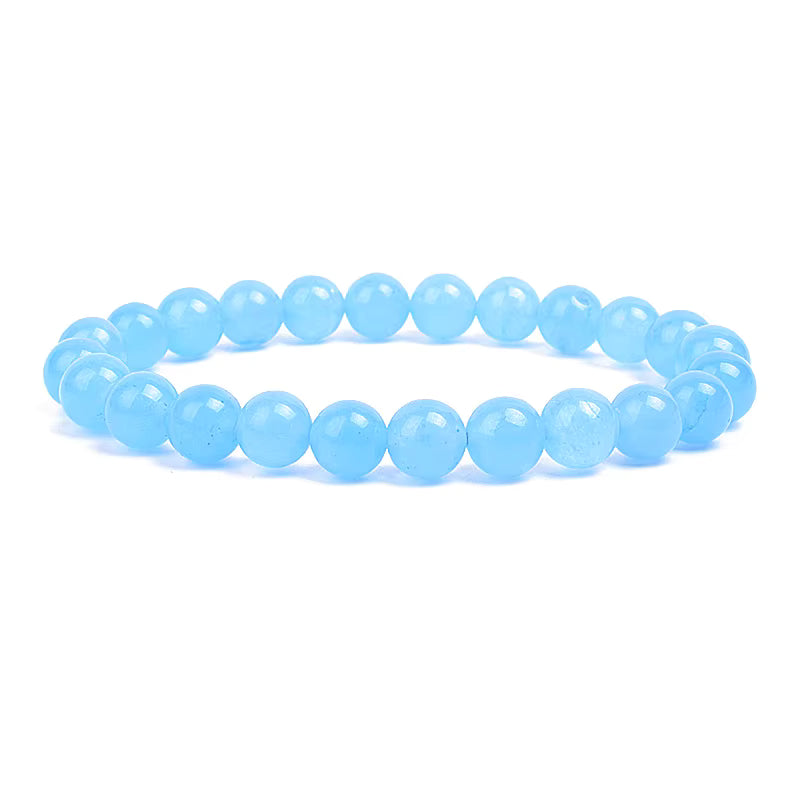 Natural Stone Beaded Bracelet Elastic Unisex Amethyst Quartz Jade Agate
