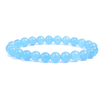 Natural Stone Beaded Bracelet Elastic Unisex Amethyst Quartz Jade Agate