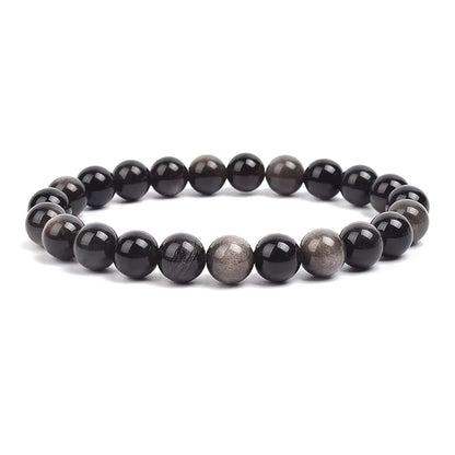 Natural Stone Beaded Bracelet Elastic Unisex Amethyst Quartz Jade Agate
