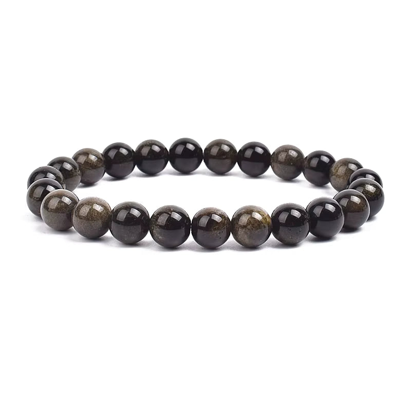Natural Stone Beaded Bracelet Elastic Unisex Amethyst Quartz Jade Agate