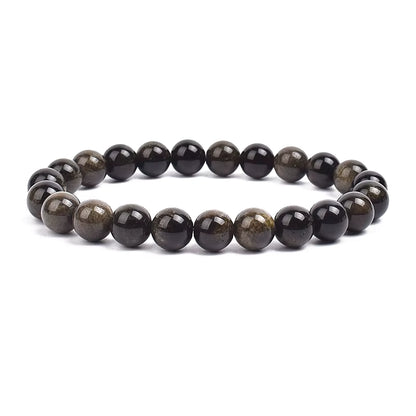 Natural Stone Beaded Bracelet Elastic Unisex Amethyst Quartz Jade Agate