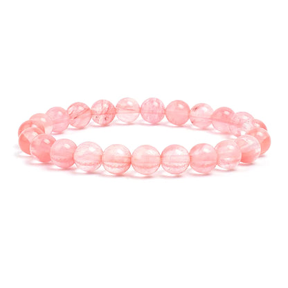 Natural Stone Beaded Bracelet Elastic Unisex Amethyst Quartz Jade Agate