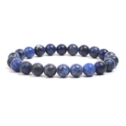 Natural Stone Beaded Bracelet Elastic Unisex Amethyst Quartz Jade Agate