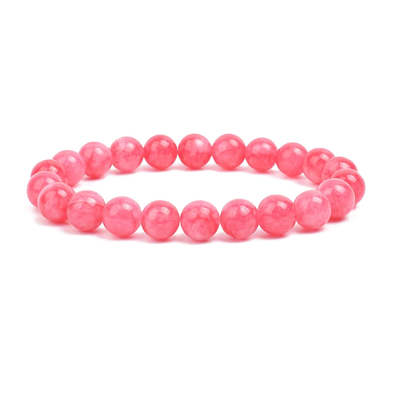 Natural Stone Beaded Bracelet Elastic Unisex Amethyst Quartz Jade Agate