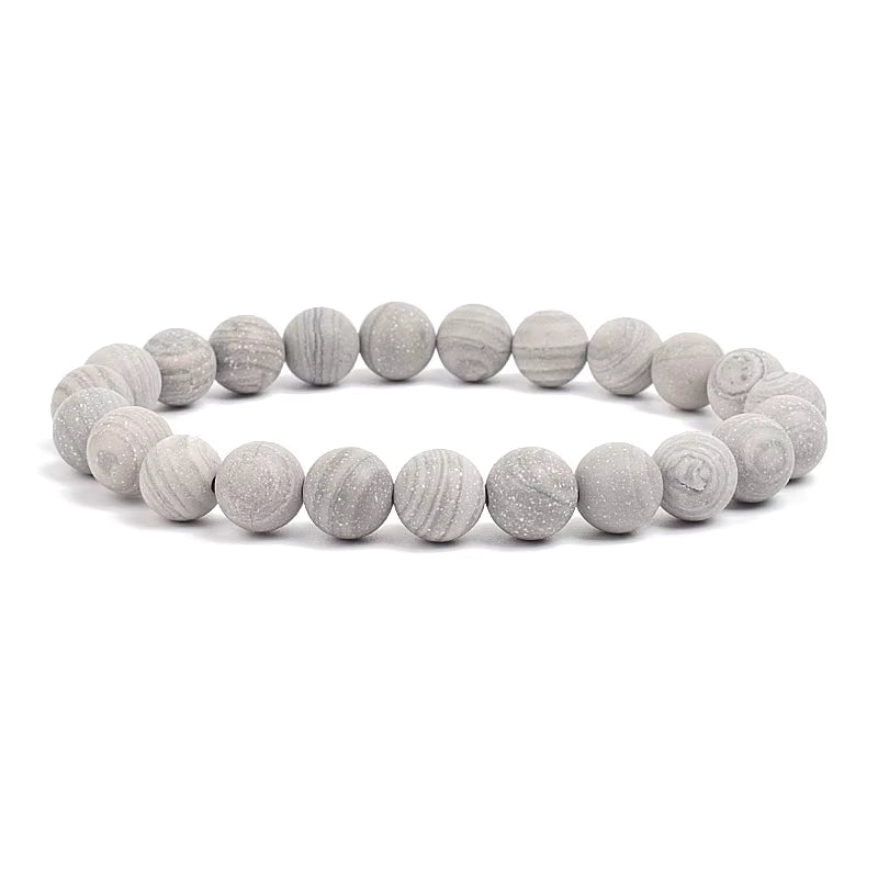 Natural Stone Beaded Bracelet Elastic Unisex Amethyst Quartz Jade Agate