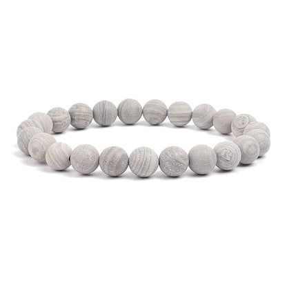 Natural Stone Beaded Bracelet Elastic Unisex Amethyst Quartz Jade Agate