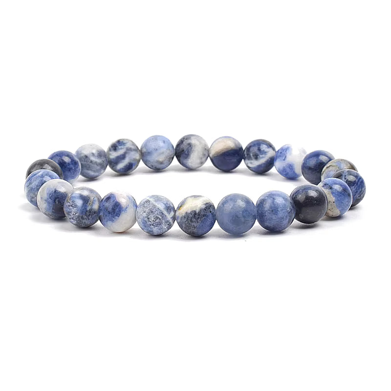 Natural Stone Beaded Bracelet Elastic Unisex Amethyst Quartz Jade Agate