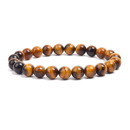Natural Stone Beaded Bracelet Elastic Unisex Amethyst Quartz Jade Agate