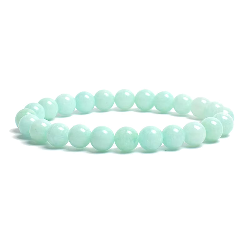Natural Stone Beaded Bracelet Elastic Unisex Amethyst Quartz Jade Agate