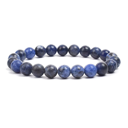 Natural Stone Beaded Bracelet Elastic Unisex Amethyst Quartz Jade Agate