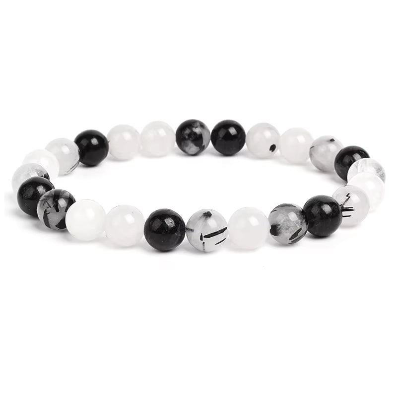 Natural Stone Beaded Bracelet Elastic Unisex Amethyst Quartz Jade Agate