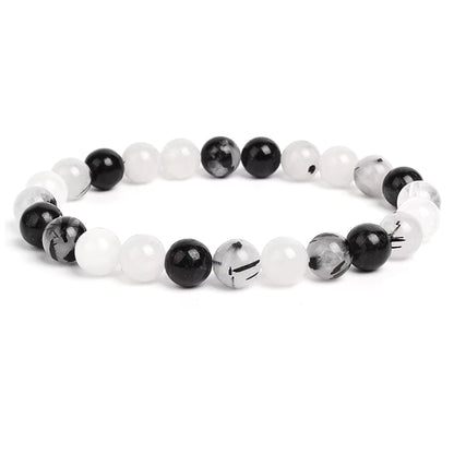 Natural Stone Beaded Bracelet Elastic Unisex Amethyst Quartz Jade Agate