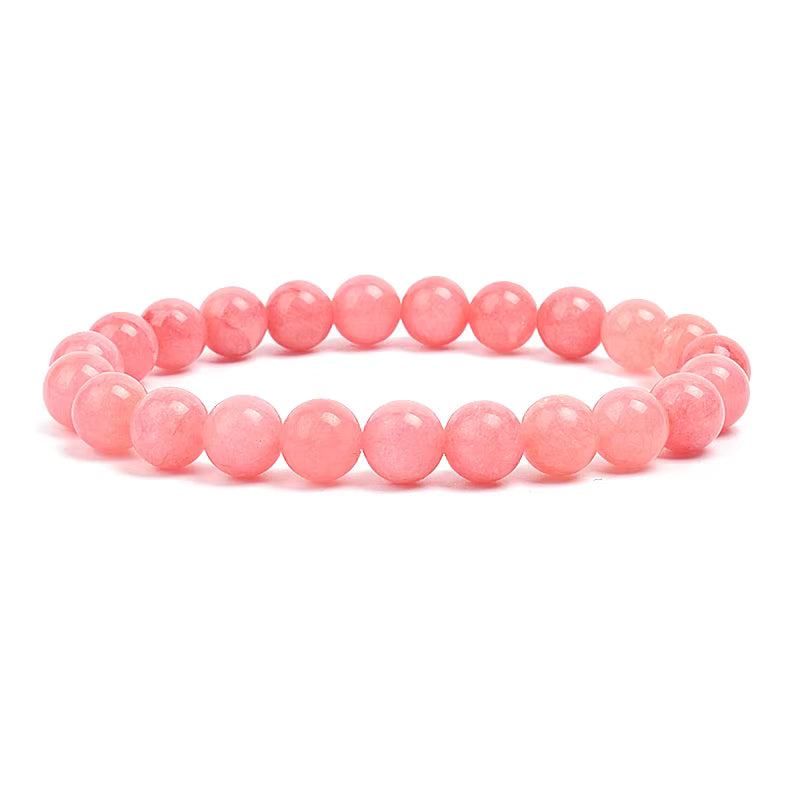 Natural Stone Beaded Bracelet Elastic Unisex Amethyst Quartz Jade Agate