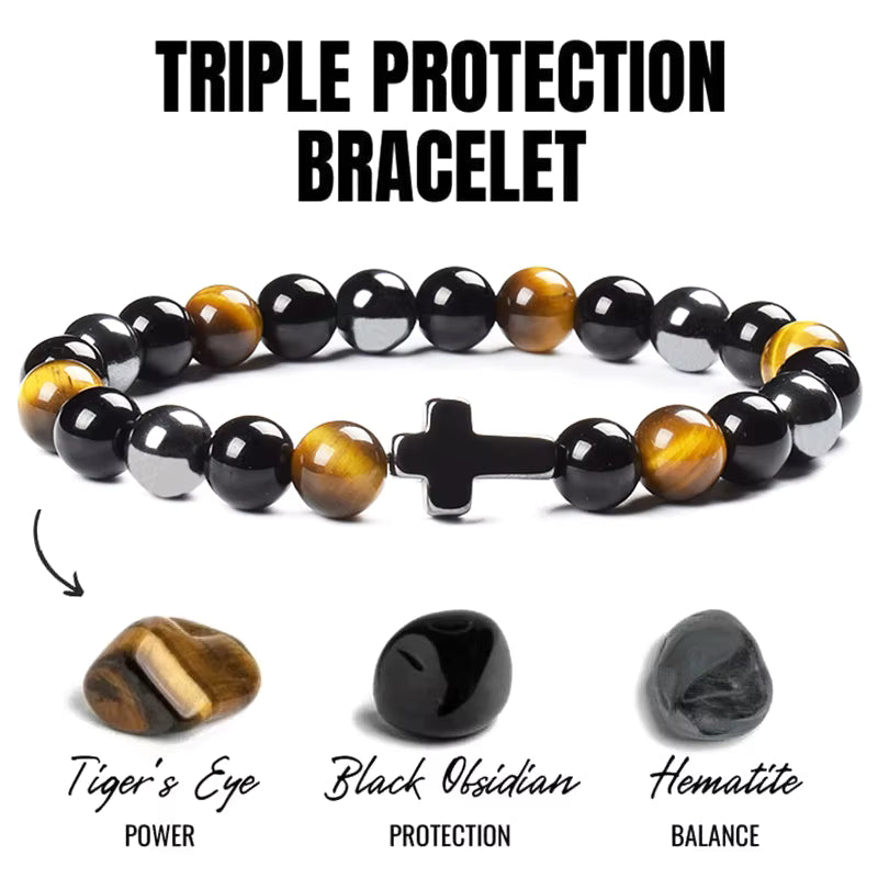 Natural Stone Bracelet Hematite Black Obsidian Tiger Eye Elastic