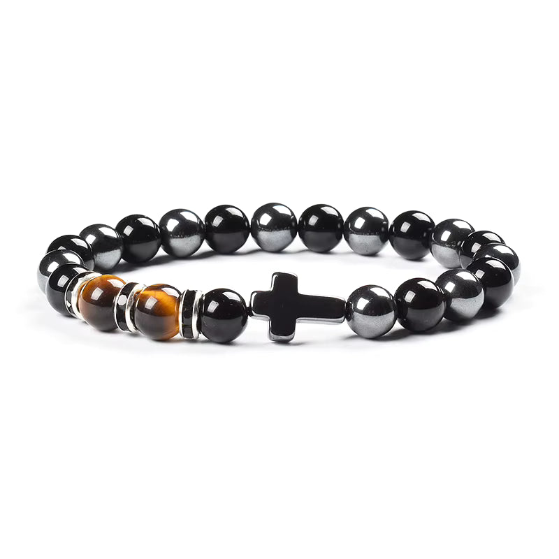 Natural Stone Bracelet Hematite Black Obsidian Tiger Eye Elastic