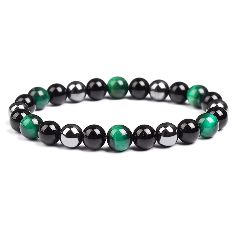 Natural Stone Bracelet Hematite Black Obsidian Tiger Eye Elastic