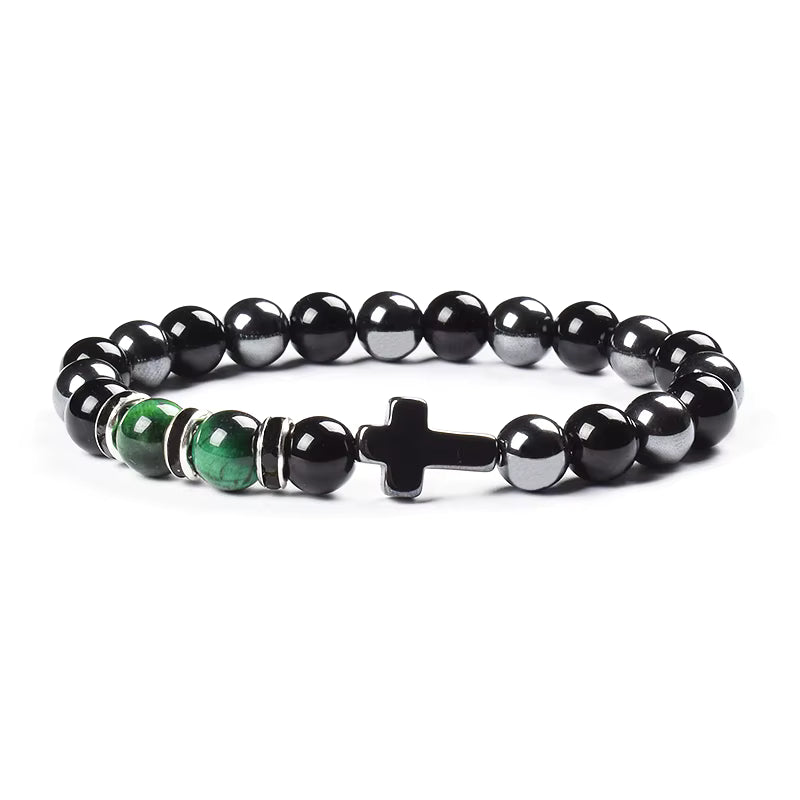 Natural Stone Bracelet Hematite Black Obsidian Tiger Eye Elastic