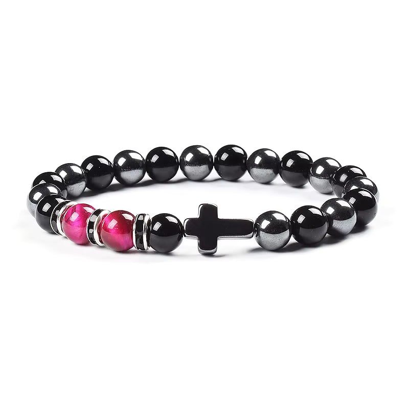 Natural Stone Bracelet Hematite Black Obsidian Tiger Eye Elastic