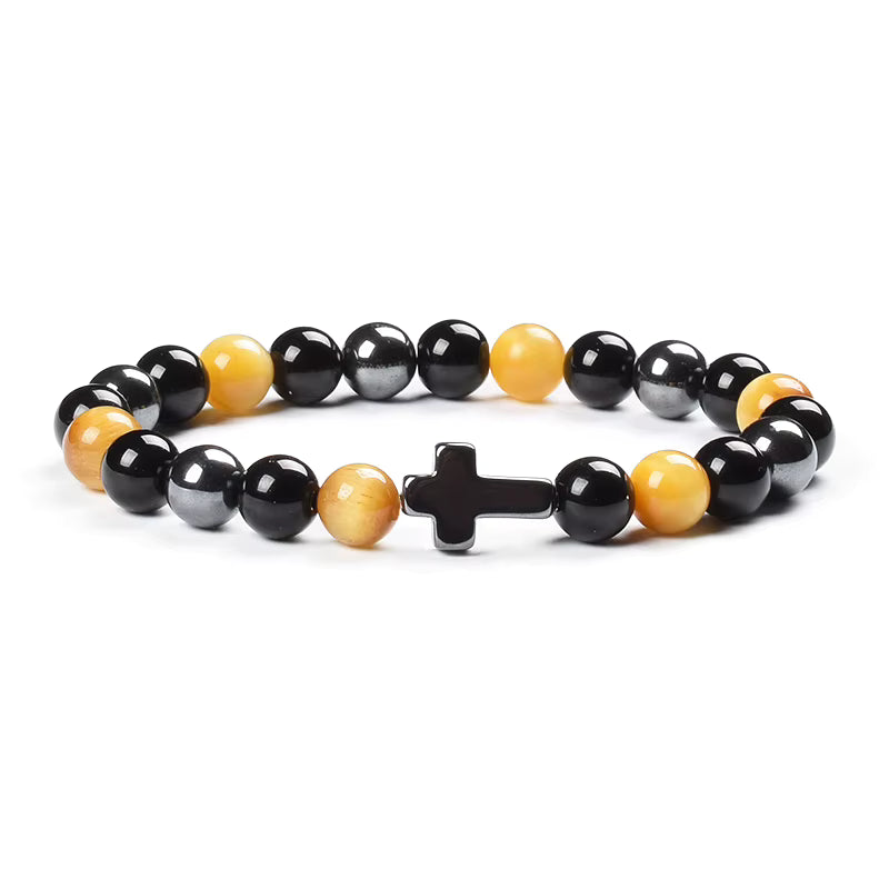 Natural Stone Bracelet Hematite Black Obsidian Tiger Eye Elastic