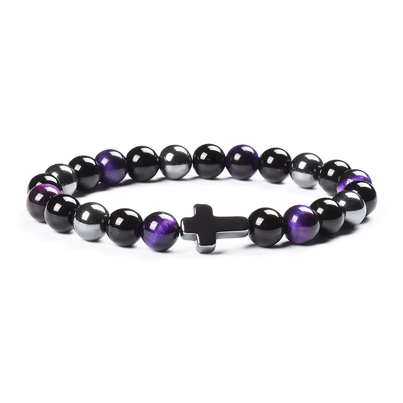 Natural Stone Bracelet Hematite Black Obsidian Tiger Eye Elastic
