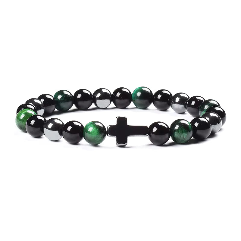 Natural Stone Bracelet Hematite Black Obsidian Tiger Eye Elastic