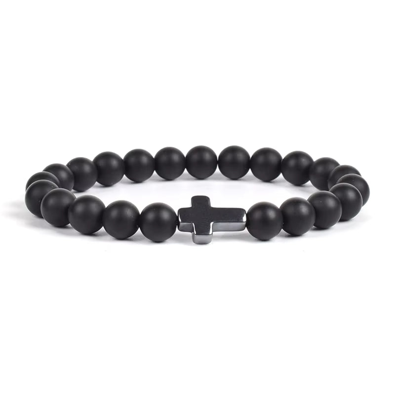 Natural Stone Bracelet Hematite Black Obsidian Tiger Eye Elastic