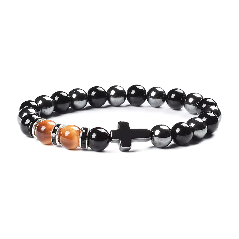 Natural Stone Bracelet Hematite Black Obsidian Tiger Eye Elastic